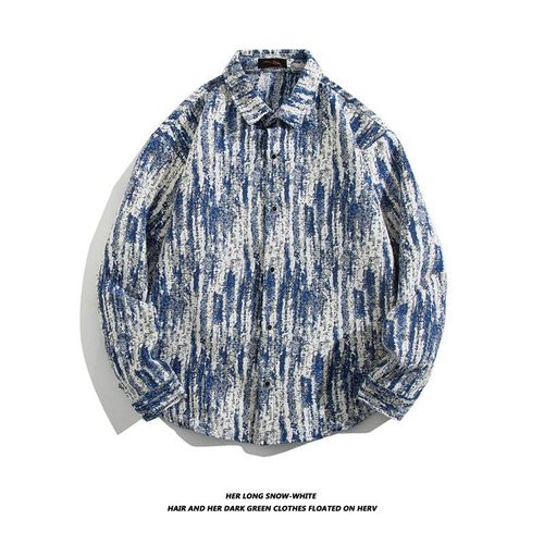 Chemise Vintage Cubaine Vetements Amples D'automne Et D'hiver Pour Hommes Manteau En Laine Japonais Chemise A Manches Longues Rétro Couple Marée