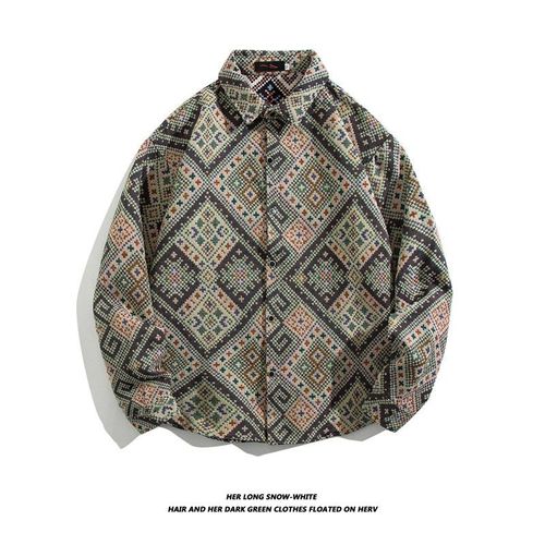 Chemise Vintage Cubaine Vetements Amples D'automne Et D'hiver Pour Hommes Manteau En Laine Japonais Chemise A Manches Longues Rétro Couple Marée