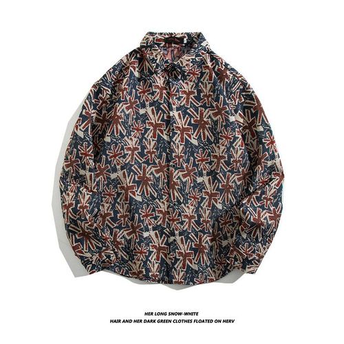 Chemise Vintage Cubaine Vetements Amples D'automne Et D'hiver Pour Hommes Manteau En Laine Japonais Chemise A Manches Longues Rétro Couple Marée