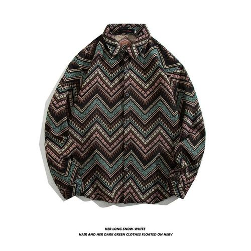 Chemise Vintage Cubaine Vetements Amples D'automne Et D'hiver Pour Hommes Manteau En Laine Japonais Chemise A Manches Longues Rétro Couple Marée