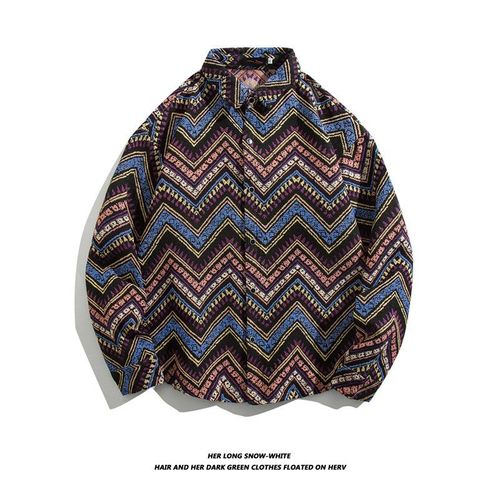 Chemise Vintage Cubaine Vetements Amples D'automne Et D'hiver Pour Hommes Manteau En Laine Japonais Chemise A Manches Longues Rétro Couple Marée