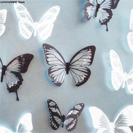 12 pièces Autocollant Ajouré Papillon 3D, Mode en ligne