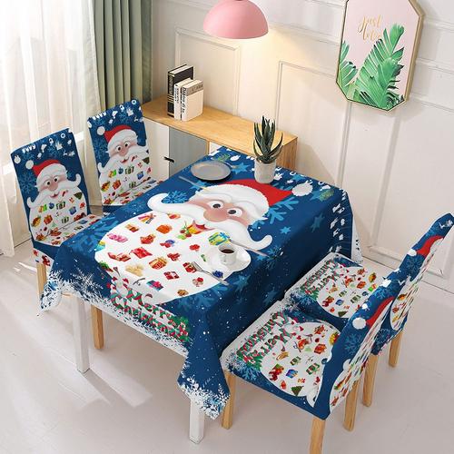 Nappe Et Housse De Chaise De Noël, Imperméable, Élastique, Rectangulaire, Pour Table À Manger, Décor Pour Événements De Fête