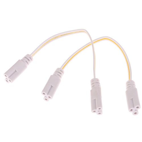 Connecteur de tube de connexion de lampe LED, fil à double extrémité, 3 broches, 2 triphasés, T4, T5, T8, 20cm, 2 pièces