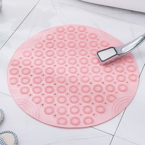 Tapis de bain rond antidérapant en Silicone, couleur unie, pour douche, Massage des pieds