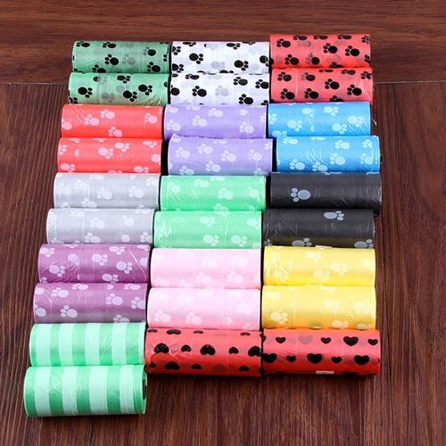 Sacs À Crottes D'impression Pour Animaux De Compagnie, 5 Rouleaux, Extérieur, Maison, Propre, Recharge, Sac Poubelle