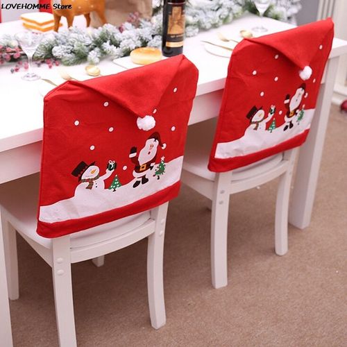Couverture De Chaise De Chapeau De Père Noël, Chapeau Rouge, Couvertures Arrière De Chaise, Fête De Table D'attente De Noël, Décorations De Noël Pour La Maison, 1pc
