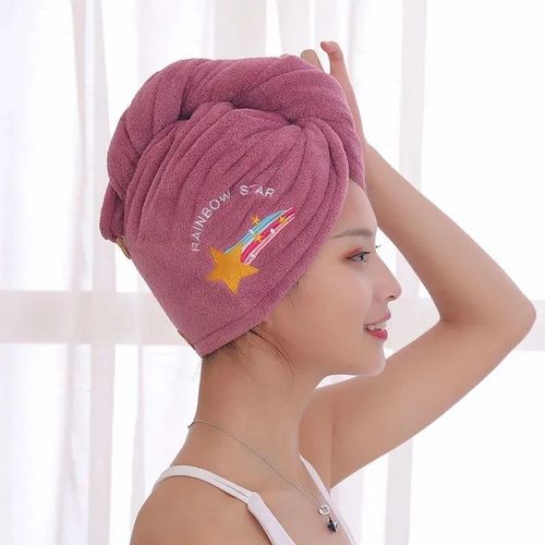Serviette De Bain En Microfibre Brodée Pour Femmes, Bonnet De Douche, Séchage Rapide, Doux, Turban