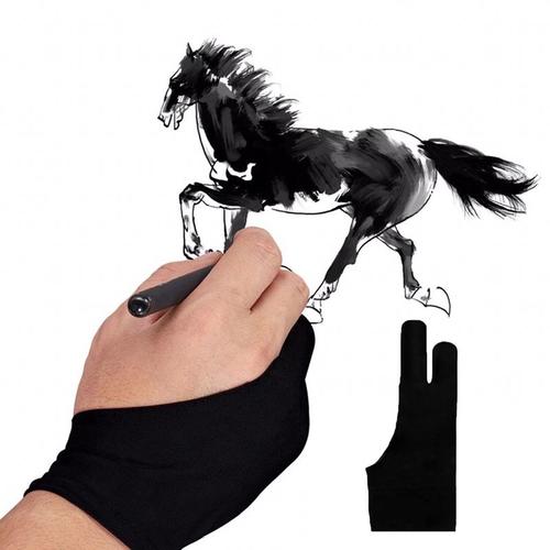 Gant antisalissure noir à deux doigts, 3 tailles, pour Design artistique, tablette graphique, gants pour la maison, main droite et gauche, 1 pièce