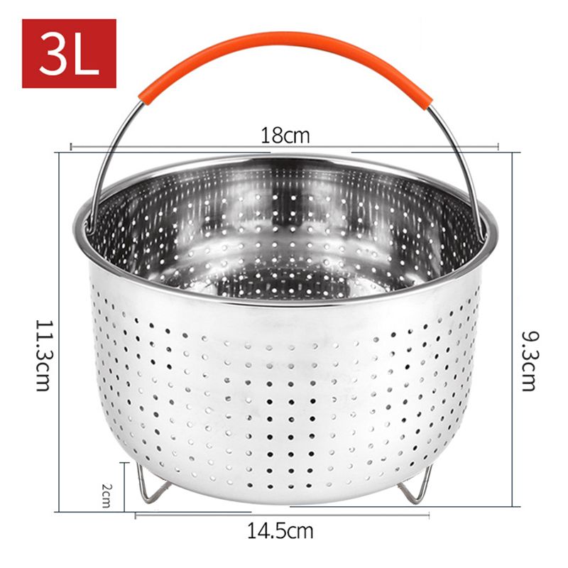 Panier Vapeur En Acier Inoxydable, Accessoires De Cuisson Instantanée Avec Poignée Couverte En Silicone, Égouttoir 3/6/8l