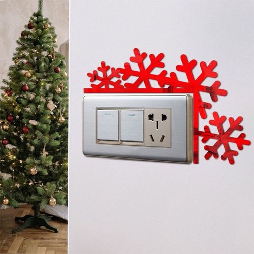 Autocollants d'interrupteur lumineux flocon de neige 3D F1CC, 4 pièces, Sticker mural amovible, décor de noël