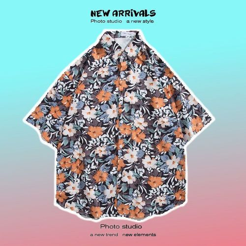 Chemise A Fleurs Vintage Rétro De Style A Manches Courtes Pour Hommes, Design Hawaien, Beau Et Ample, Chemise De Couple Assortie