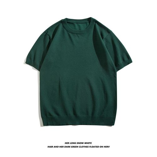 Nouveau Produit Couleur Bonbon Tricoté Glace Soie A Manches Courtes Hommes Automne Col Rond T-Shirt A Manches Longues Tricots Mince Jeunesse Bas Chemise 23