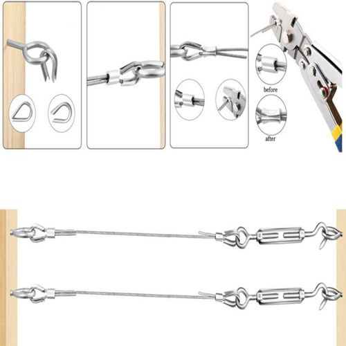 F1cc 1set 5m De Câble Avec Télescopique Crochets Corde Clip Vis Kit Fournitures