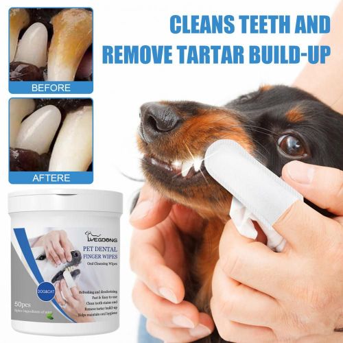 Lingettes Dentaires Pour Animaux De Compagnie, Pratiques Et Efficaces, Non Irritantes, Anti-Mauvaise Haleine, 50 Pièces/Boîte