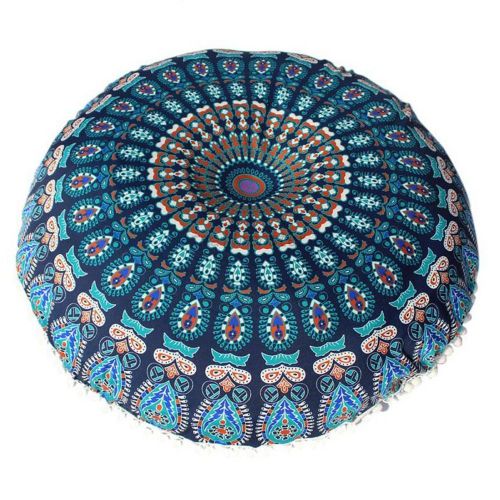 Housse De Coussin Motif Mandala, Taie D'oreiller Ronde, Style Boho, Décoration De La Maison, 43x43cm