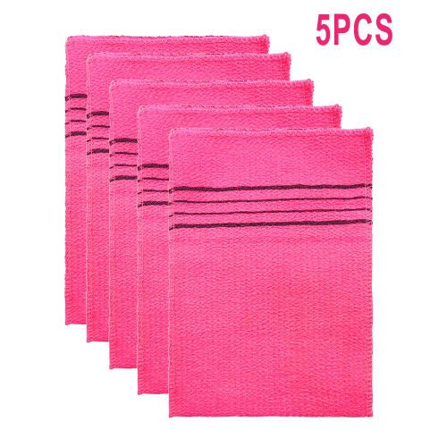 Gant De Bain Double Face, 5 Pièces, Serviette De Bain Exfoliante Coréenne, Brosse À Grains Grossiers