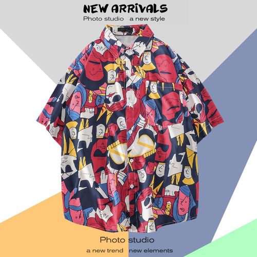 Chemise A Fleurs Hawaiennes Hommes Et Femmes Style Chic Rétro Tendance Décontracté Lâche Plage Voyage Chemise A Manches Courtes