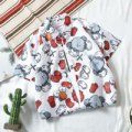 Coréen Rétro Feuilles Ananas Couple Floral Chemise A Manches Courtes Été All-Match Hommes Et Femmes Avec Le Meme Style Plage Bord De Mer Chemise