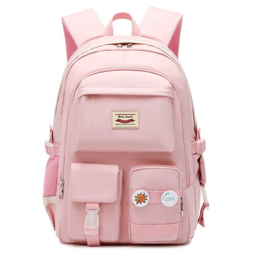 Sac à dos décontracté grande capacité pour Filles,cartable pour collégiennes et lycéennes,Sac à dos pour ordinateur pour collégiens,Rose