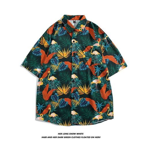 Peinture A L'huile Vintage Col Rétro Chemise Imprimée Complete Chemise A Manches Courtes Couple A La Mode Pour Hommes