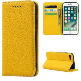 Copmob Coque Iphone 7 Plus/8 Plus,Flip Cuir Veritable Portefeuille Etui En Cuir,[4 Fentes][Fermeture Magnetique],Housse Etuis A Rabat Etui De Protection Pour Iphone 7 Plus/8 Plus - Jaune
