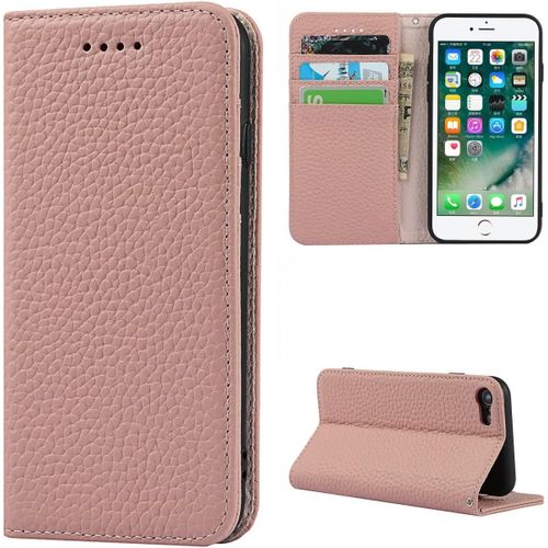 Copmob Coque Iphone 7/8/Se2/Se 2020,Flip Cuir Veritable Portefeuille Etui En Cuir,[4 Fentes][Fermeture Magnetique],Housse Etuis A Rabat Etui De Protection Pour Iphone 7/8/Se2/Se 2020 - Rose