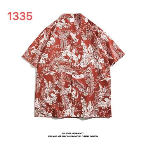Haut De Gamme A La Mode Marque Hawaienne Fleur Chemise Hommes A Manches Courtes Section Mince Couple D'été Décontracté Imprimé All-Match Chemise Revers