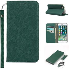 Copmob Iphone 7 Plus Coque,Iphone 8 Plus Coque,Premium Cuir Veritable Flip Portefeuille Etui En Cuir,[3 Fentes][Fermeture Magnetique],Coque Housse Etui Pour Iphone 7 Plus/8 Plus - Vert Fonce