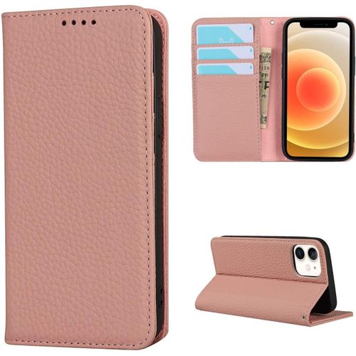 Copmob Coque Iphone 12 Mini,Flip Cuir Veritable Portefeuille Etui En Cuir,[4 Fentes][Fermeture Magnetique],Housse Etuis A Rabat Etui De Protection Pour Iphone 12 Mini - Rose