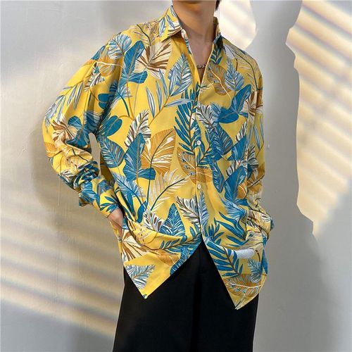 Cubain Rétro Vintage Paresseux Vent Fleur Chemise Hommes Et Femmes Tendance Drapé Lâche Couple Chemise Vetements De Protection Solaire