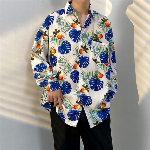 Cubain Rétro Vintage Paresseux Vent Fleur Chemise Hommes Et Femmes Tendance Drapé Lâche Couple Chemise Vetements De Protection Solaire
