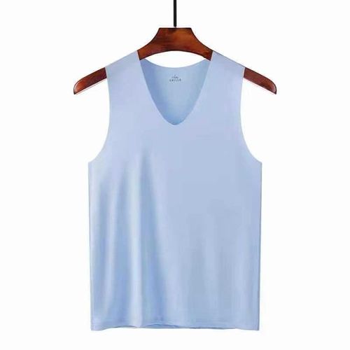 Gilet Sans Couture En Soie De Glace Pour Hommes T-Shirt Sans Manches De Marque Tide Pour Hommes