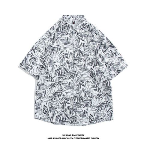 Chemise A Fleurs Hawaiennes Hommes Rétro Style Décontracté Lâche Style Vacances A La Plage Couple Chemise A Manches Courtes Marée En Gros