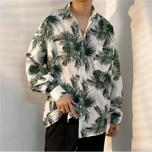 Chemise A Fleurs Pour Garçons D'automne Et D'été Décontractée Chemise A Manches Longues Style Coréen A La Mode Style Manteau Mince Rétro Japonais