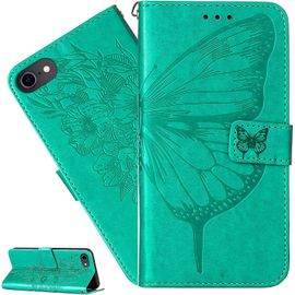 Coque Iphone 8 Plus/Iphone 7 Plus,Portefeuille Etui Housse Pour Iphone 8 Plus Coque Gaufrage Fleur Papillon Pu Cuir Flip Wallet Etui Coquille Couverture Pour Iphone 8 Plus,Yb Die Green