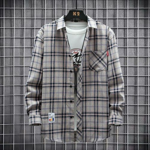Automne Nouveau Plaid A Manches Longues Chemise Hommes Style Lâche Décontracté Mince Et Épais En Option Chemise Hommes Tout Match Manteau Hommes
