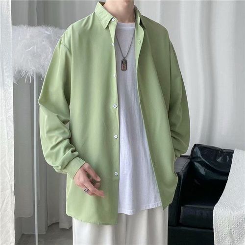 Chemise A Manches Longues De Couleur Unie Hommes Printemps Et Été Nouveau Style Style Coréen A La Mode Veste Décontractée Vetements De Doublure Tout Match