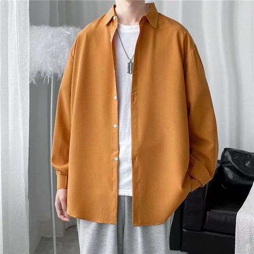 Chemise A Manches Longues De Couleur Unie Hommes Printemps Et Été Nouveau Style Style Coréen A La Mode Veste Décontractée Vetements De Doublure Tout Match