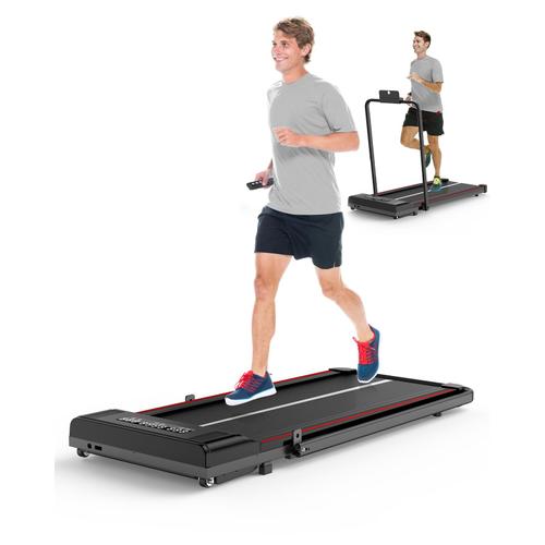 2 En 1 Tapis De Marche Pliable Noir - Tapis De Course Roulant Électrique - 1-10 Km/H Vitesse Réglable - Avec Accoudoir Et Écran Lcd Noir