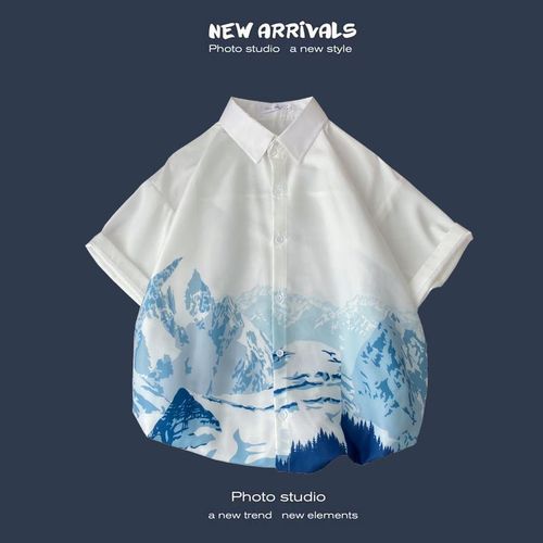 Été Nouvelle Version Coréenne De Ins Style Rétro Floral Mince Couple Chemise Haut Ample A Manches Courtes Chemise Hommes Marée