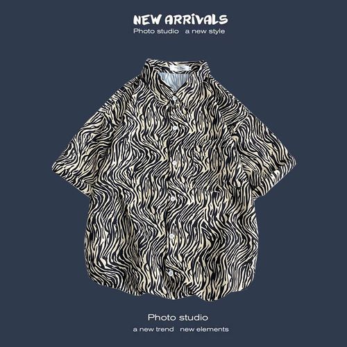 Été Nouvelle Version Coréenne De Ins Style Rétro Floral Mince Couple Chemise Haut Ample A Manches Courtes Chemise Hommes Marée