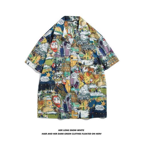 Chemise A Manches Courtes Canard Hommes Et Femmes Chemise A Imprimé Dessin Animé Vetements D'extérieur D'été Veste A Manches Mi-Longues Chemise A Fleurs Rétro De Style