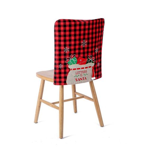 Housse De Chaise De Noël Imprimée En Treillis, Décoration, Couvre-Chaise, Chapeau, Pour Salle À Manger