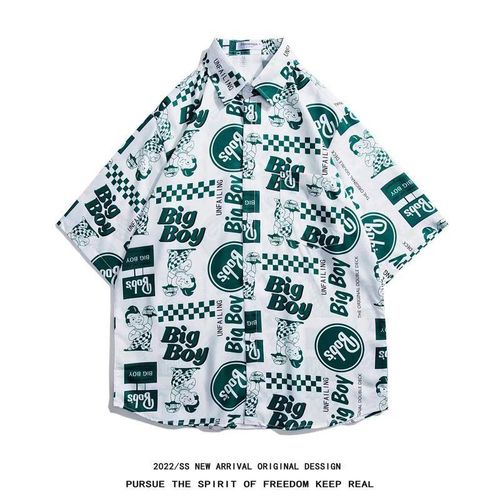 Chemise A Manches Courtes Imprimée De Style Hawaien Pour Hommes Été Nouvelle Chemise Ample Décontractée Originale De Marée Nationale