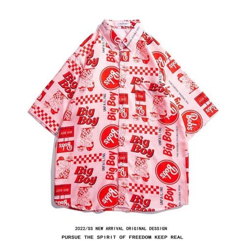 Chemise A Manches Courtes Imprimée De Style Hawaien Pour Hommes Été Nouvelle Chemise Ample Décontractée Originale De Marée Nationale