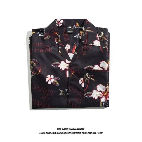 Chemise A Fleurs Fraîches A Col Cubain De Style Thailandais Pour Hommes, Saveur De Rétro, Plage De L'île De Phuket, Chemise Ample A Manches Courtes, Couple