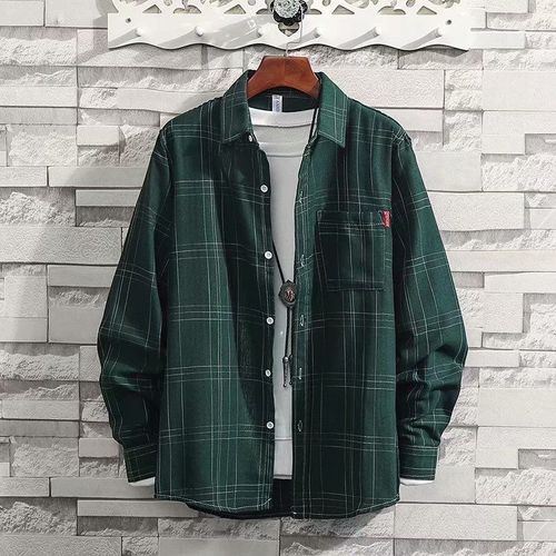 Chemise A Carreaux Japonaise De Style Chemise A Col Carré Ample A Manches Longues Pour Hommes Chemise A Carreaux A La Mode De Style Coréen Veste Ins Marée