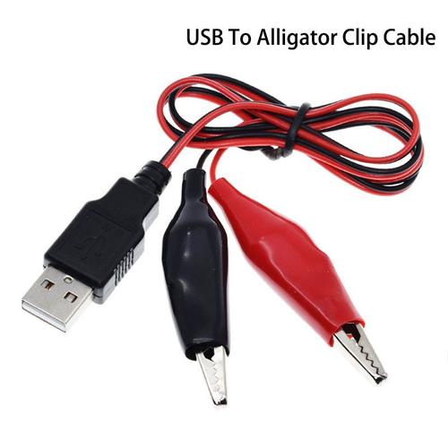 Connecteur USB mâle, adaptateur d'alimentation, fil 0.5 mètres, pinces de Test d'alligator