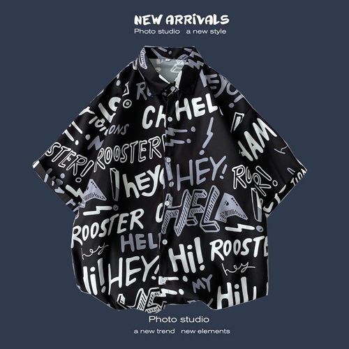Été Nouvelle Version Coréenne De Ins Style Rétro Floral Mince Couple Chemise Haut Ample A Manches Courtes Chemise Hommes Marée
